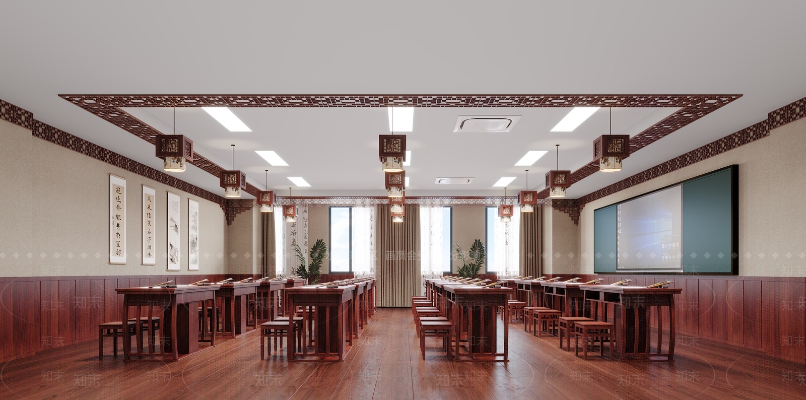 中式书法教室3D模型下载【ID:1151593890】