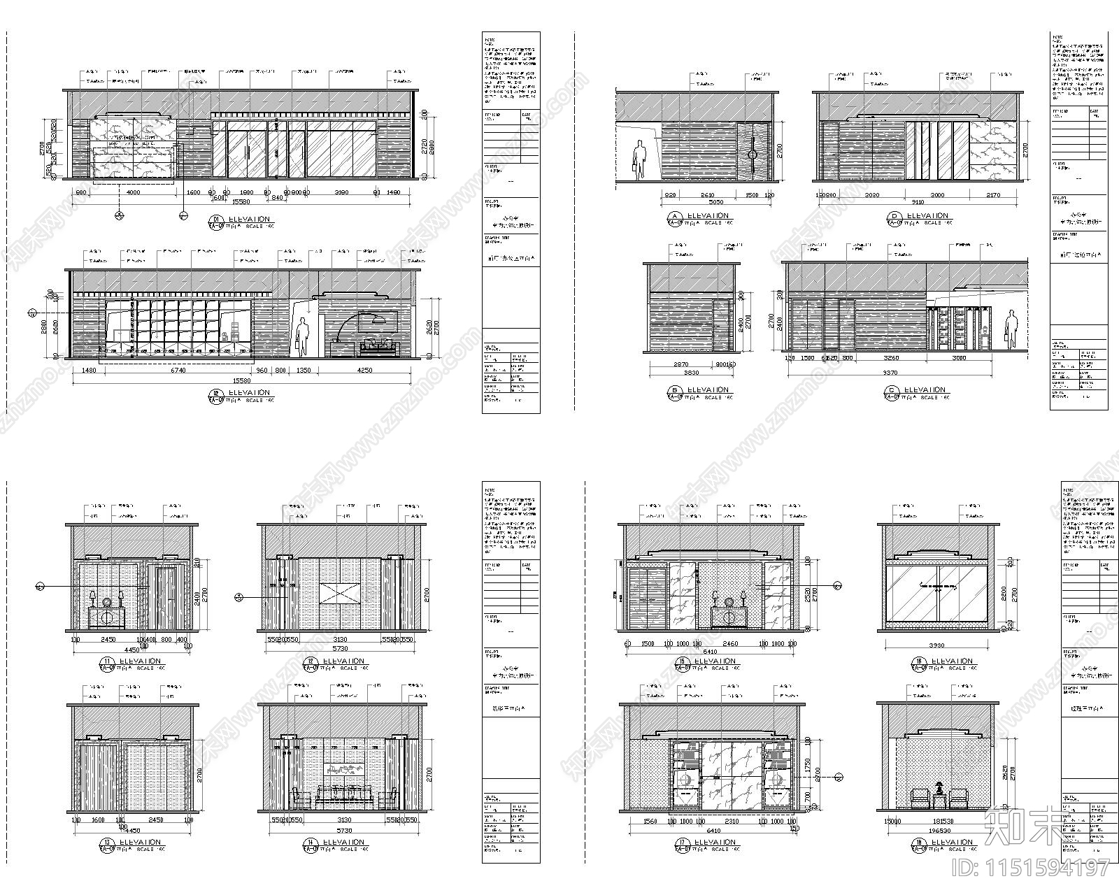 投资公司办公室室内cad施工图下载【ID:1151594197】