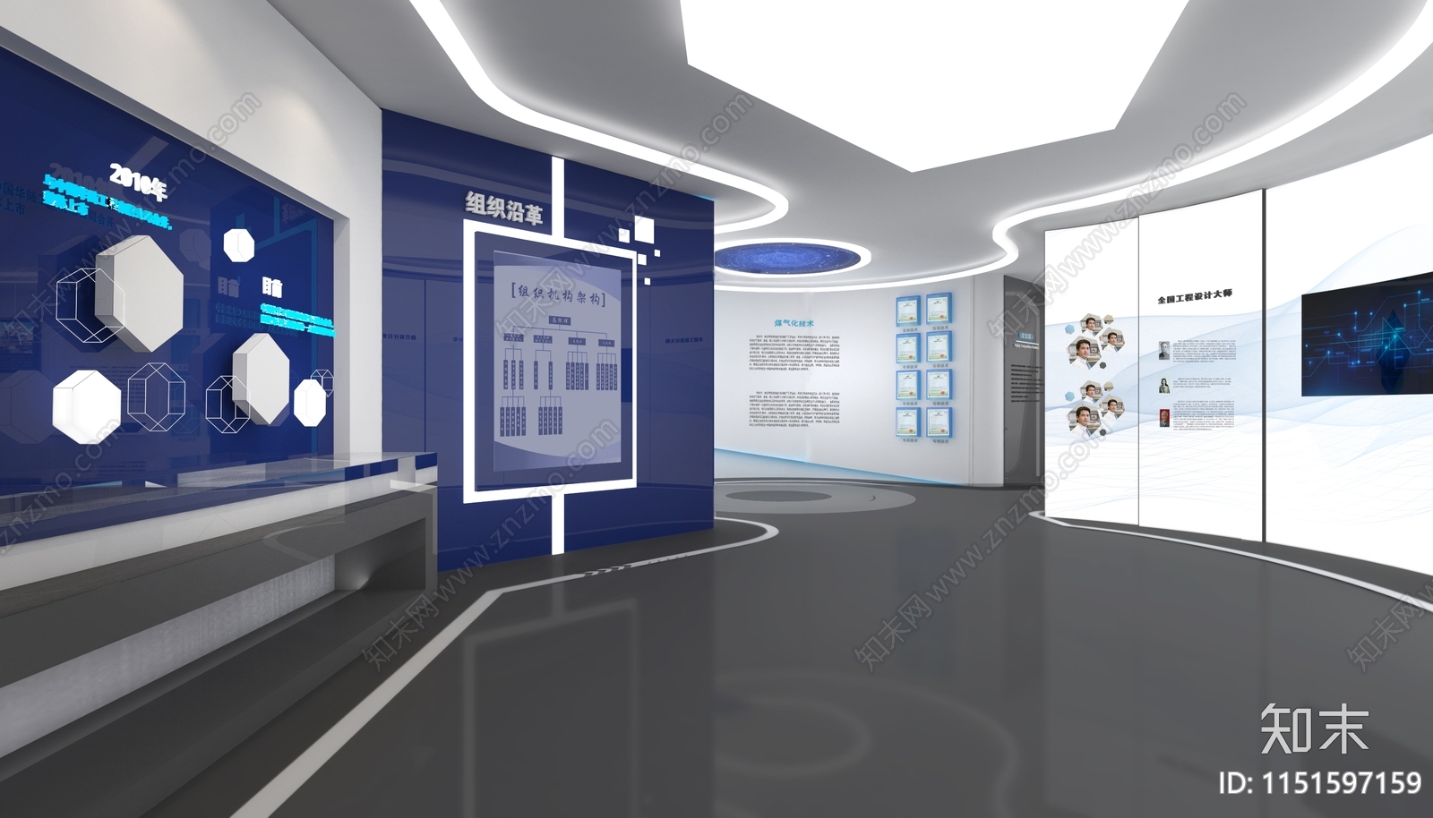 科技公司企业展厅室内cad施工图下载【ID:1151597159】