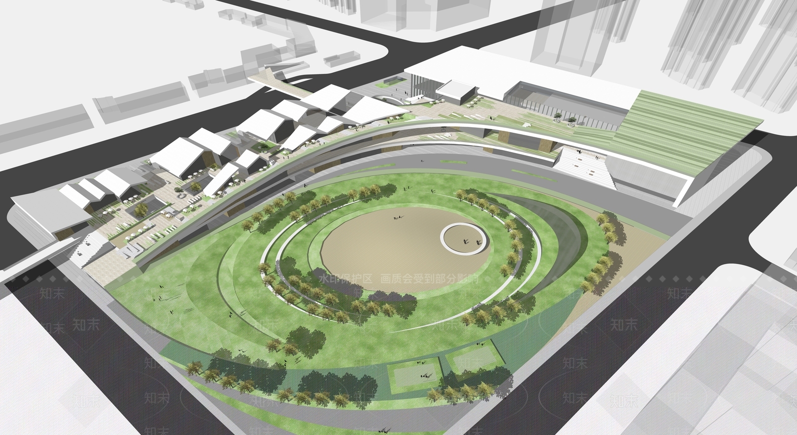 现代覆土社区活动中心建筑SU模型下载【ID:1151598691】