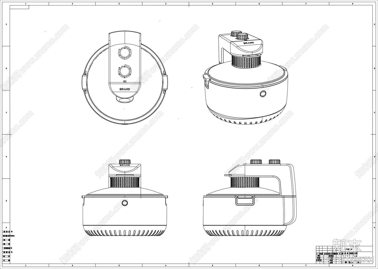 空气炸锅图库cad施工图下载【ID:1151598701】