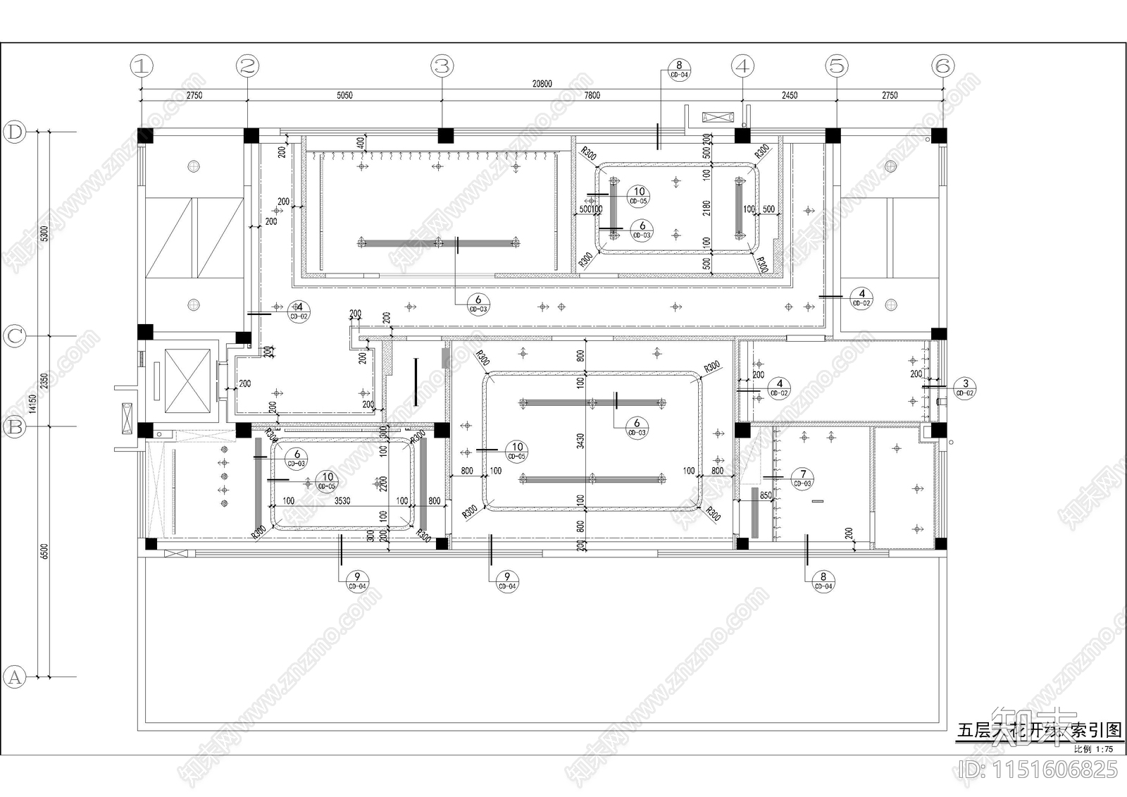 现代极简办公楼cad施工图下载【ID:1151606825】