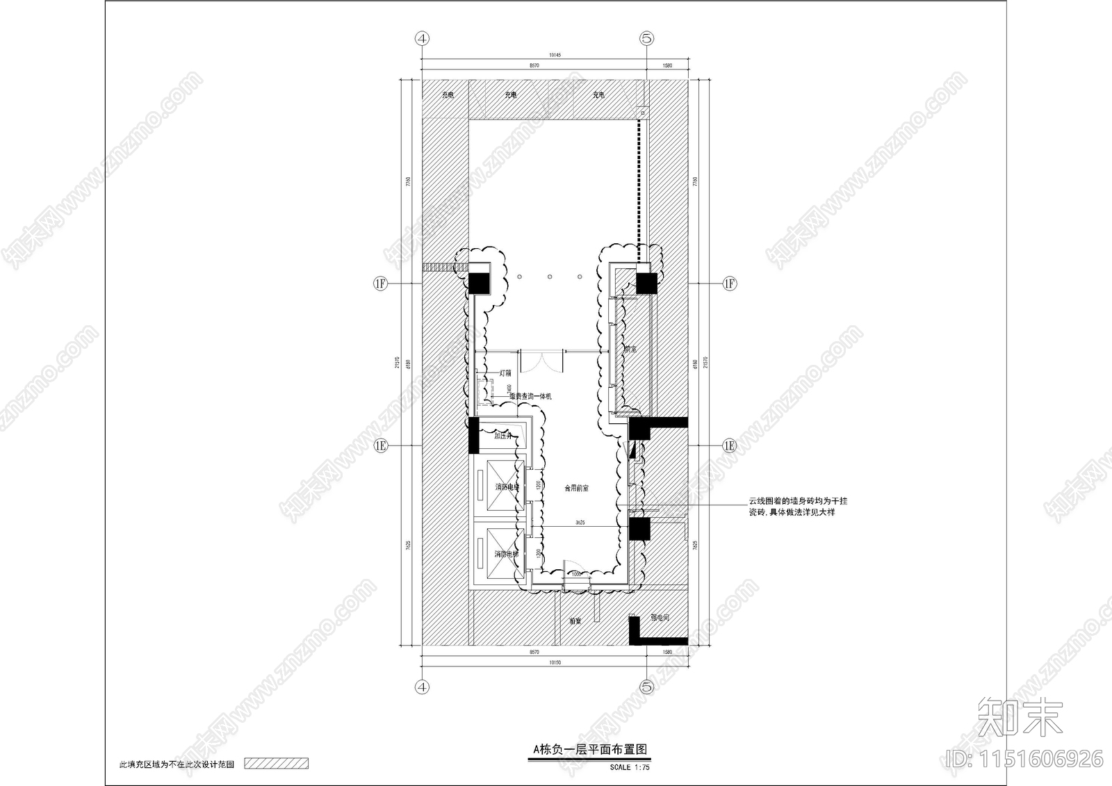 办公电梯厅cad施工图下载【ID:1151606926】