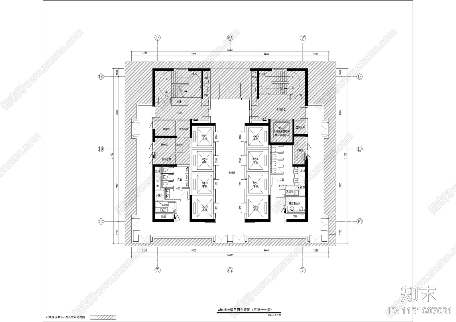 电梯厅公区cad施工图下载【ID:1151607031】