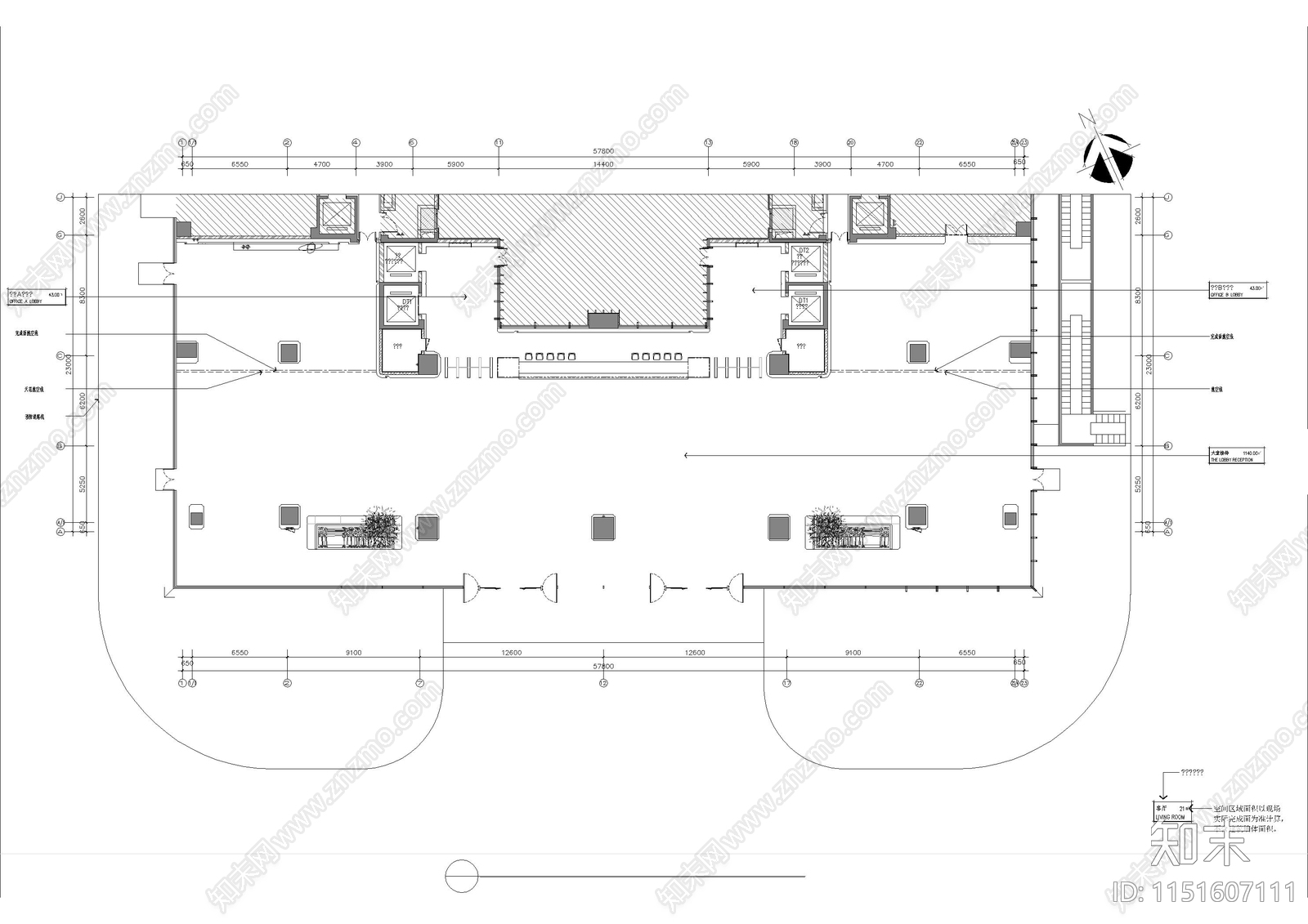 办公楼大堂cad施工图下载【ID:1151607111】