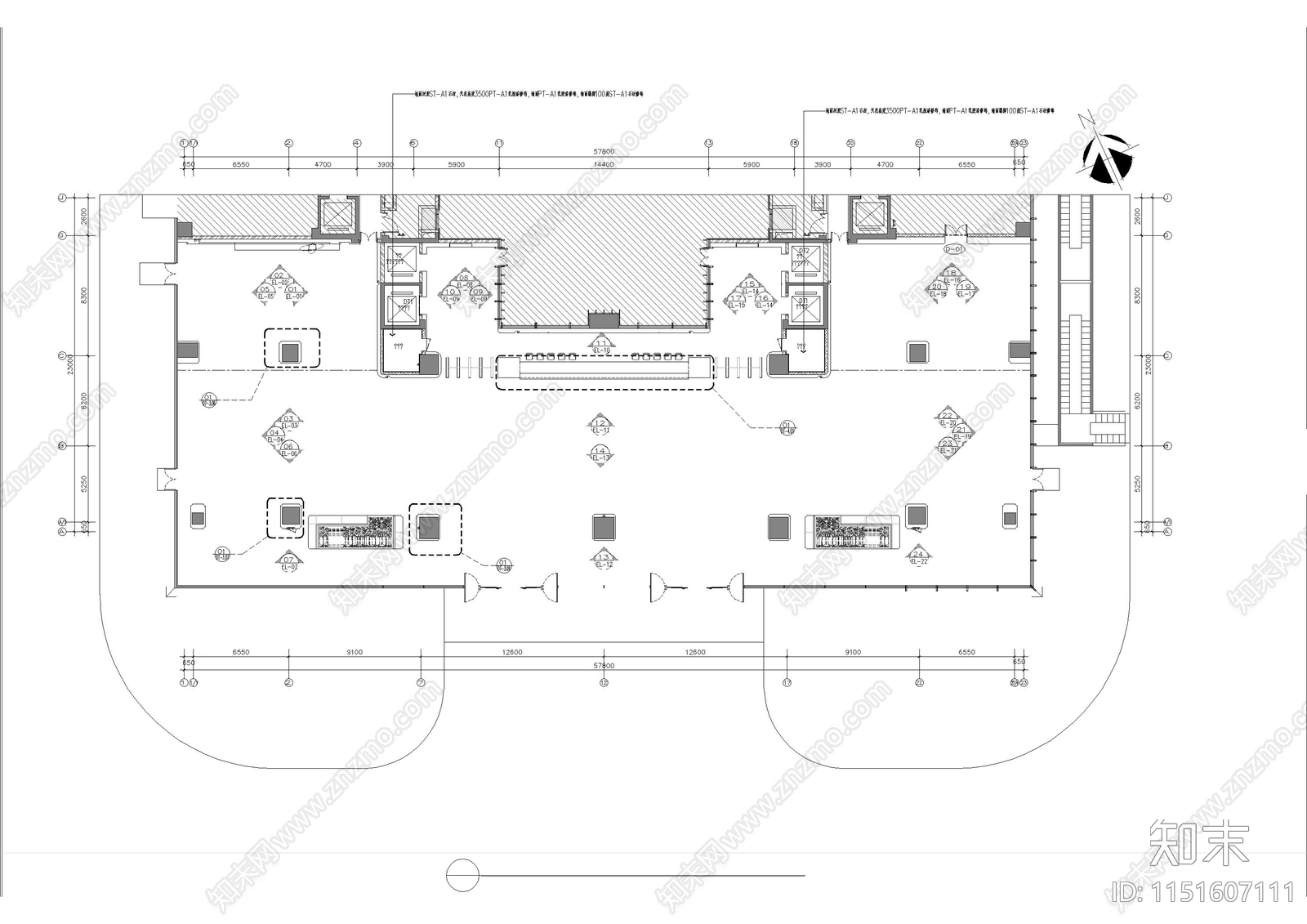 办公楼大堂cad施工图下载【ID:1151607111】