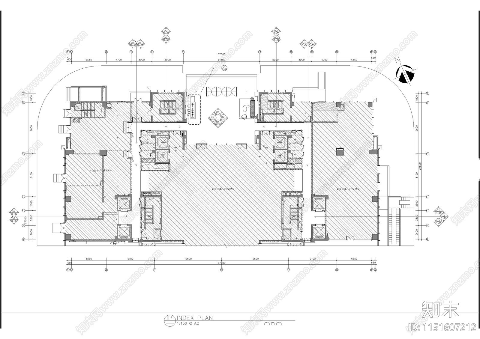 公寓大堂及走道cad施工图下载【ID:1151607212】