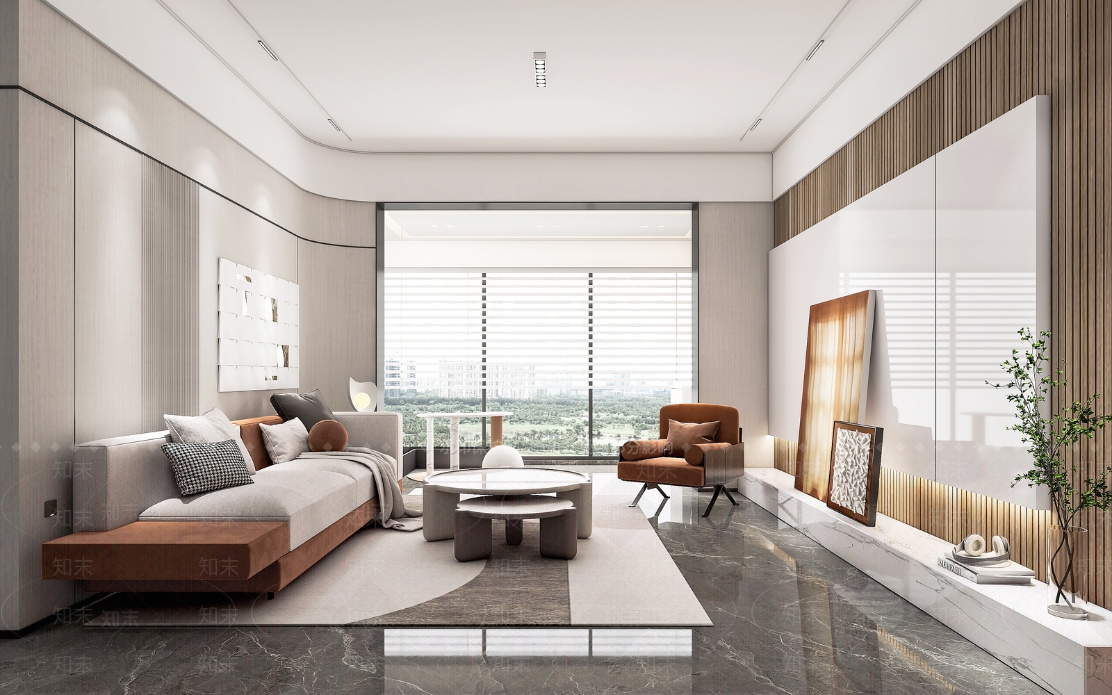 现代样板房客厅3D模型下载【ID:1151607704】