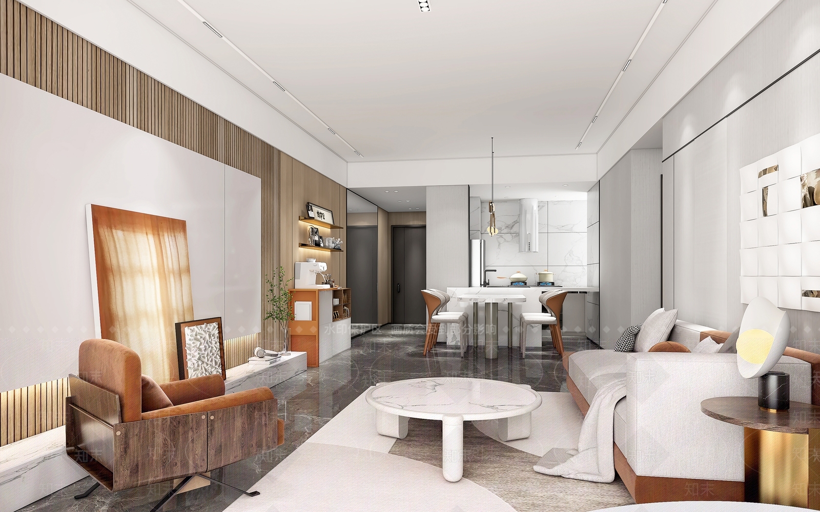 现代客厅样板房3D模型下载【ID:1151608155】