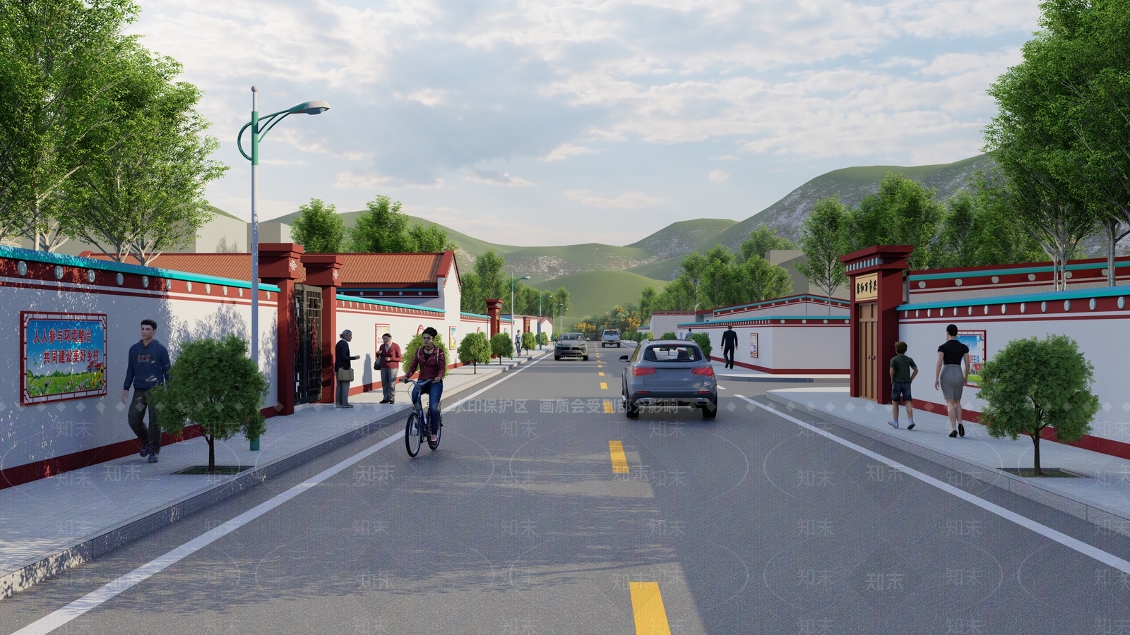 新中式藏族乡村街道整治SU模型下载【ID:1151608386】