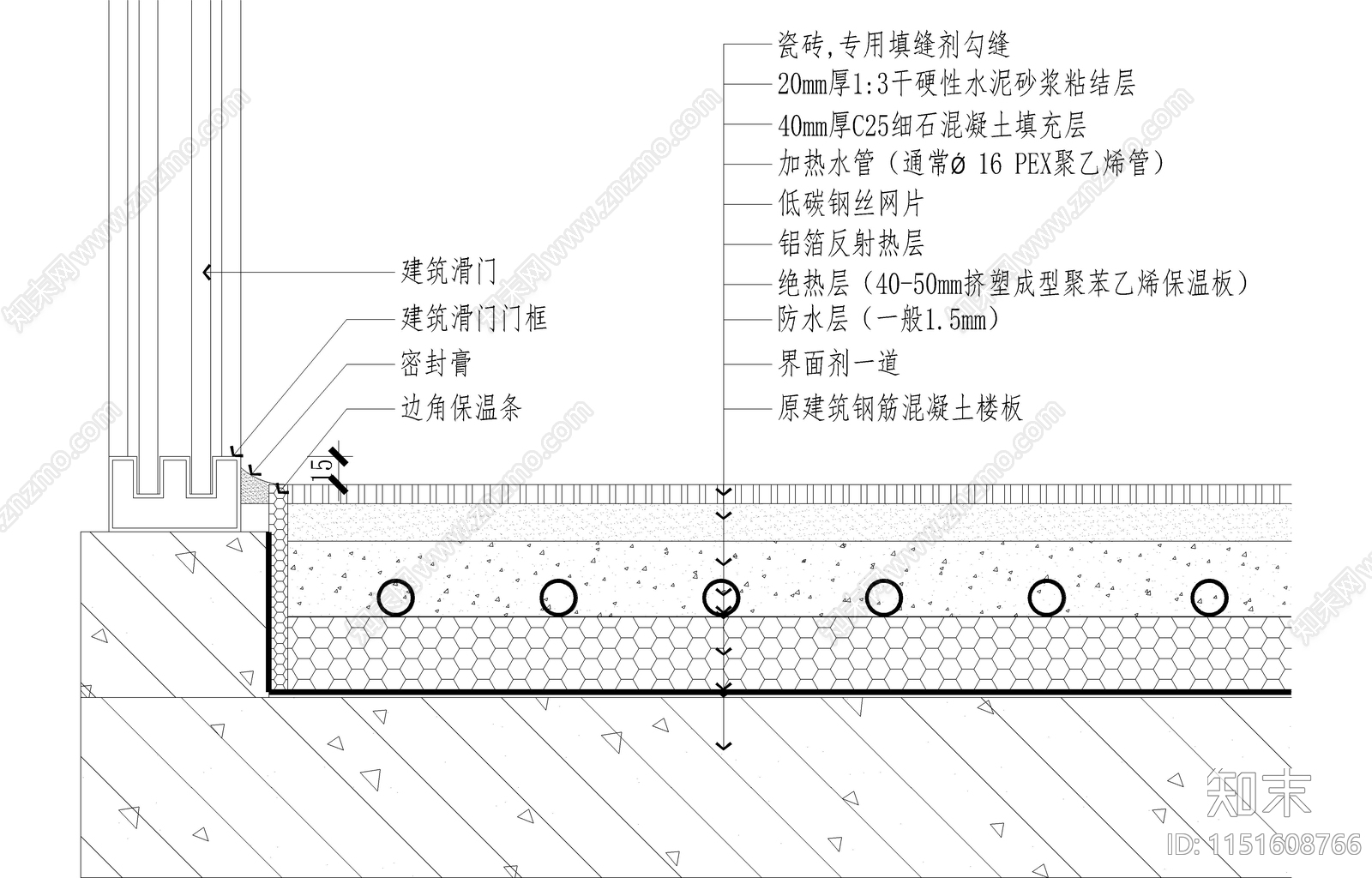 地暖节点图cad施工图下载【ID:1151608766】