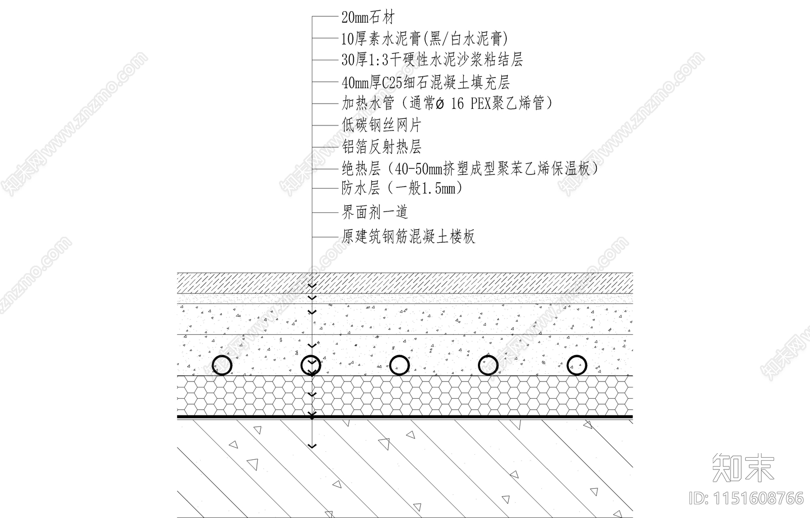 地暖节点图cad施工图下载【ID:1151608766】