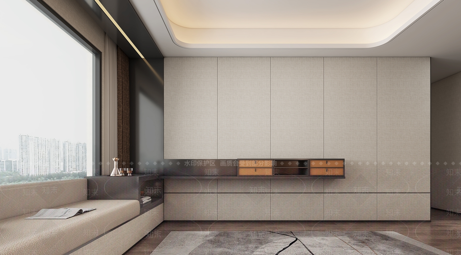 现代卧室电视背景墙3D模型下载【ID:1151608963】