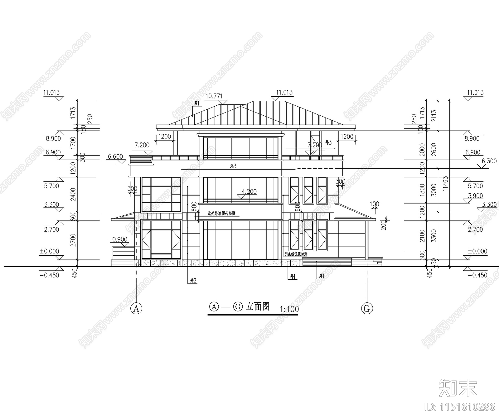 经典别墅样板cad施工图下载【ID:1151610286】