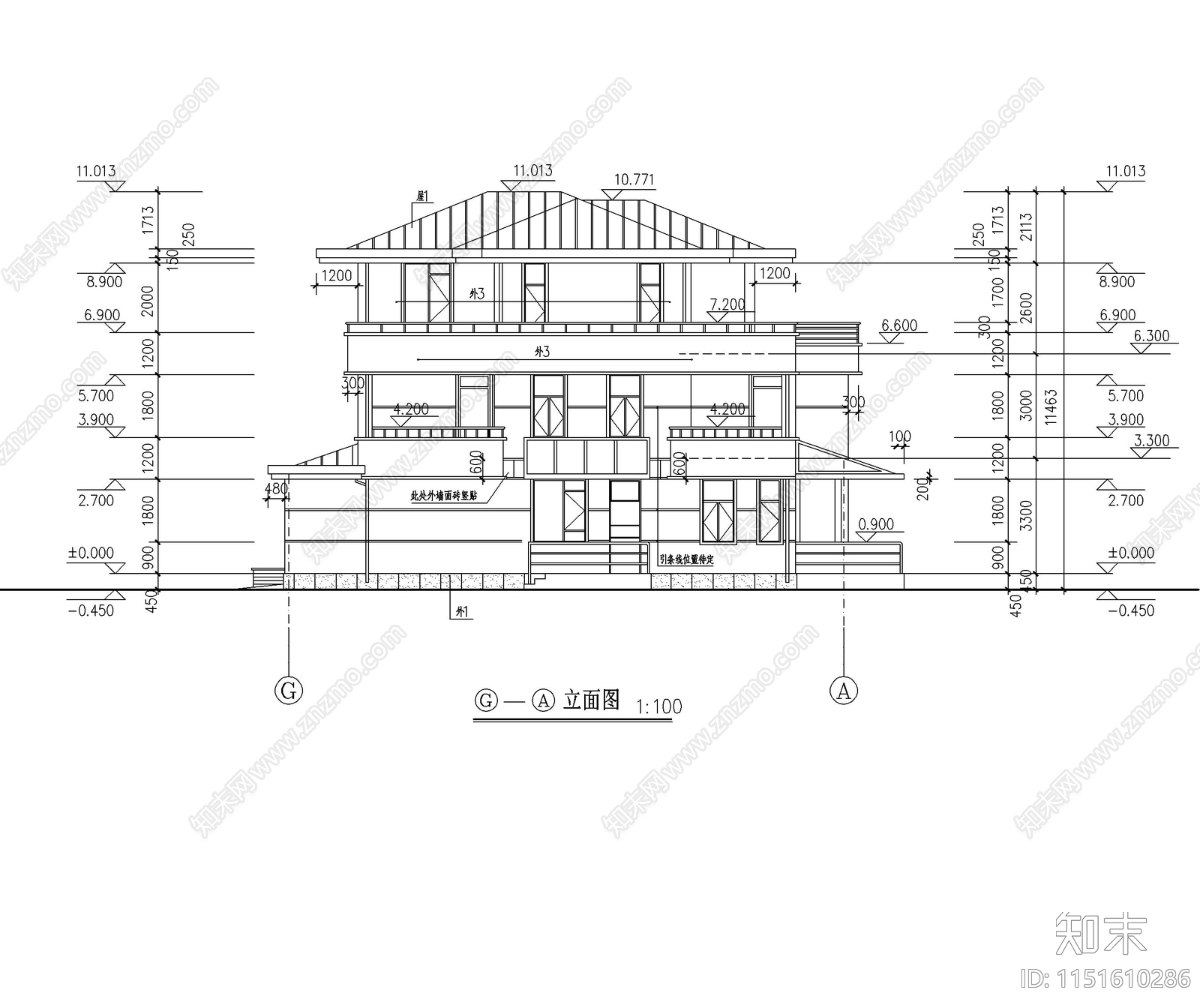 经典别墅样板cad施工图下载【ID:1151610286】