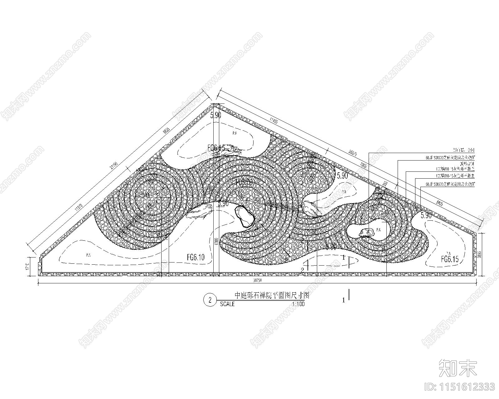 新中式禅意庭院景观cad施工图下载【ID:1151612333】