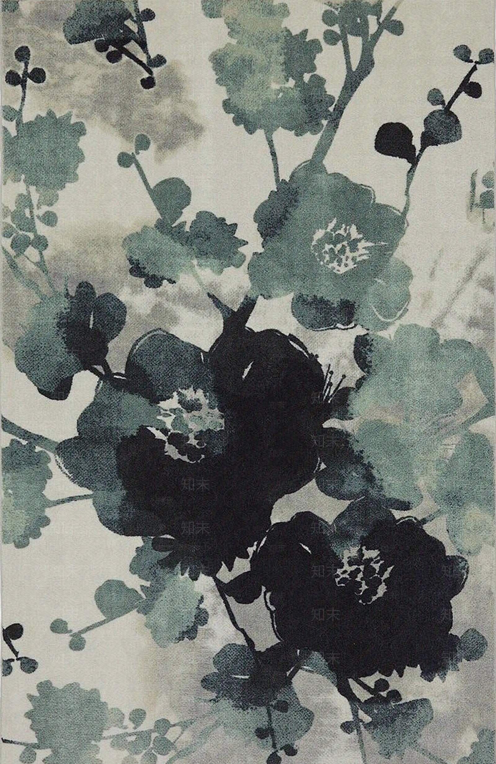 新中式风格水墨梅花图案地毯贴图下载【ID:1151612084】