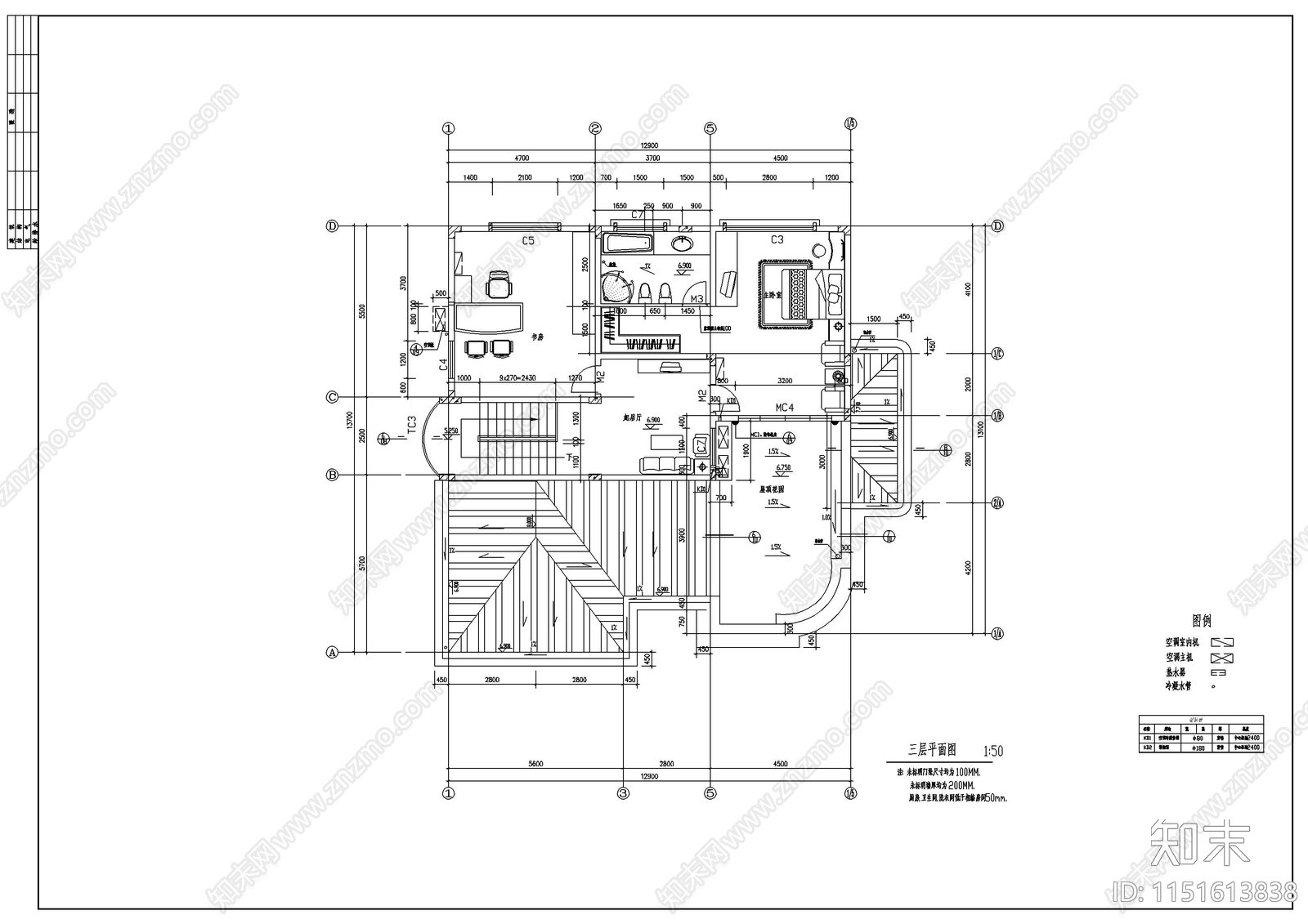 经典别墅设计图cad施工图下载【ID:1151613838】