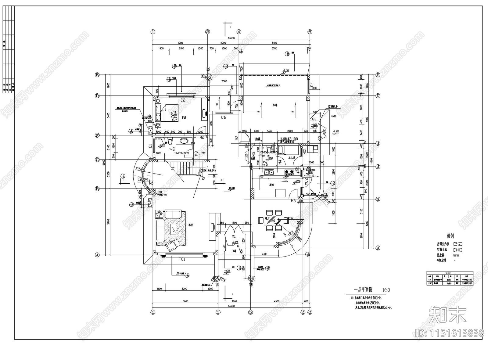 经典别墅设计图cad施工图下载【ID:1151613838】