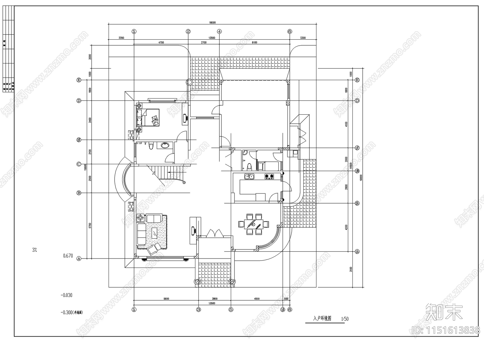 经典别墅设计图cad施工图下载【ID:1151613838】