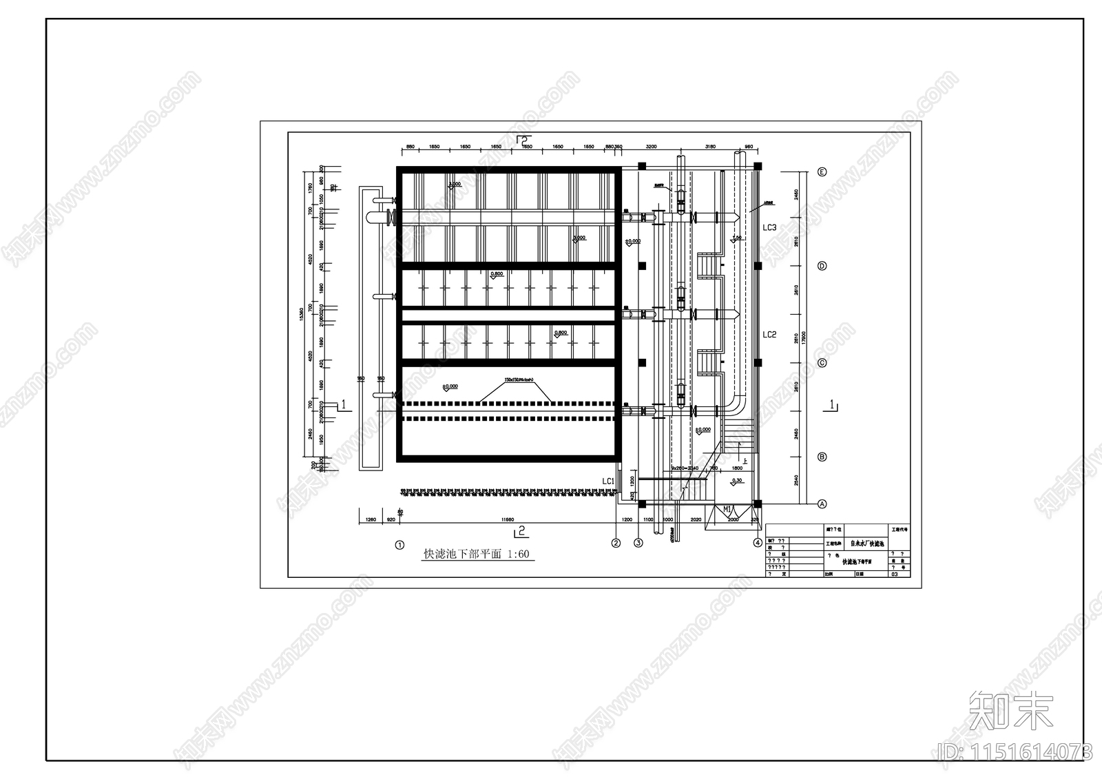 某自来水厂土建cad施工图下载【ID:1151614073】