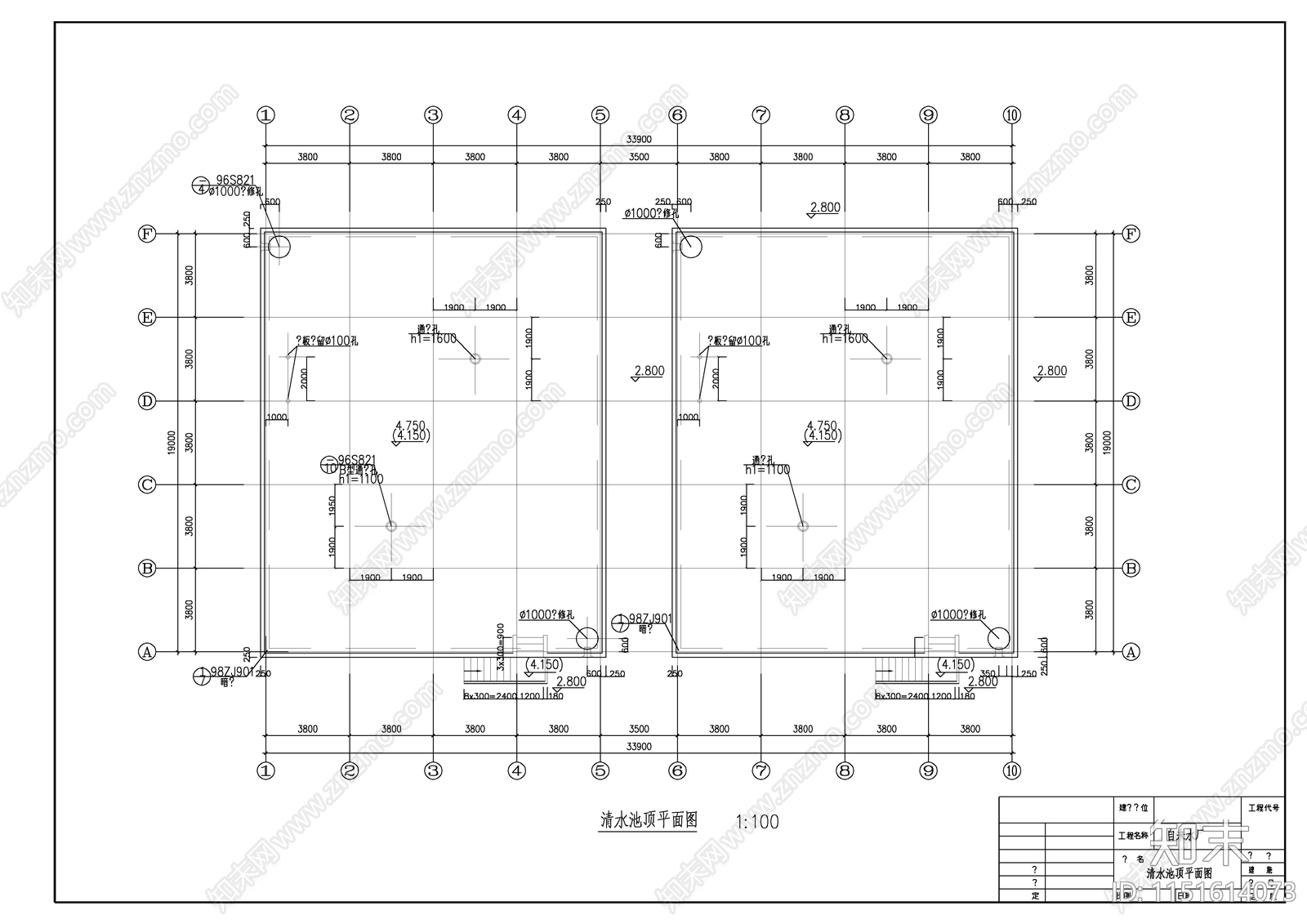 某自来水厂土建cad施工图下载【ID:1151614073】