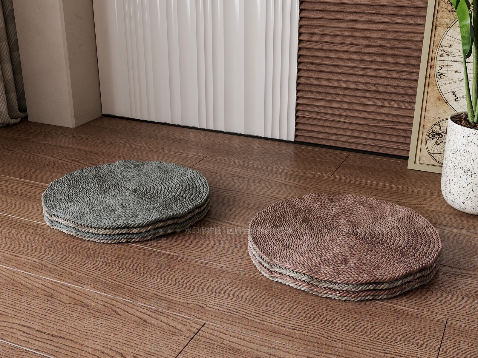 侘寂风蒲团坐垫3D模型下载【ID:1151614465】