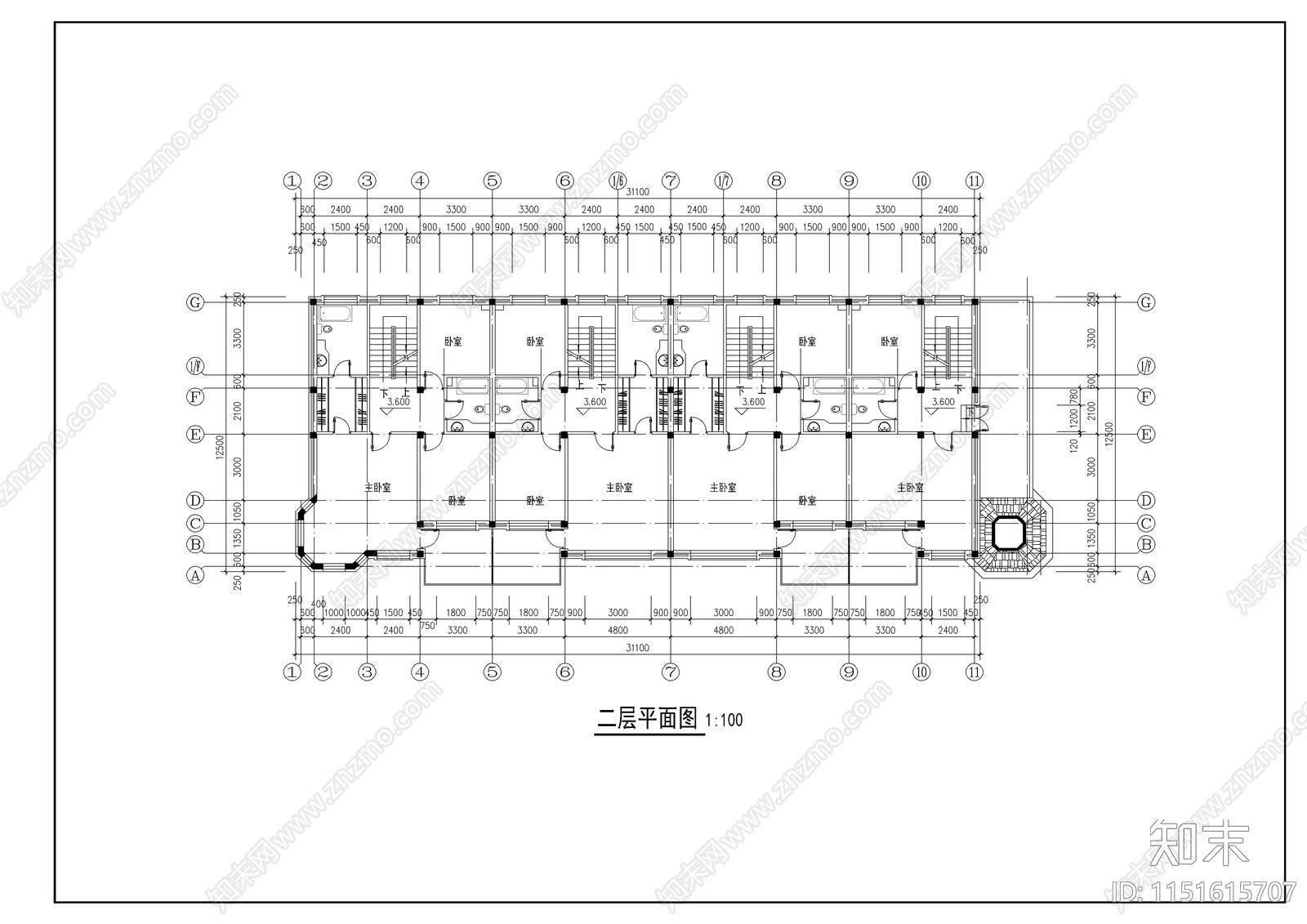 别墅设计图纸cad施工图下载【ID:1151615707】
