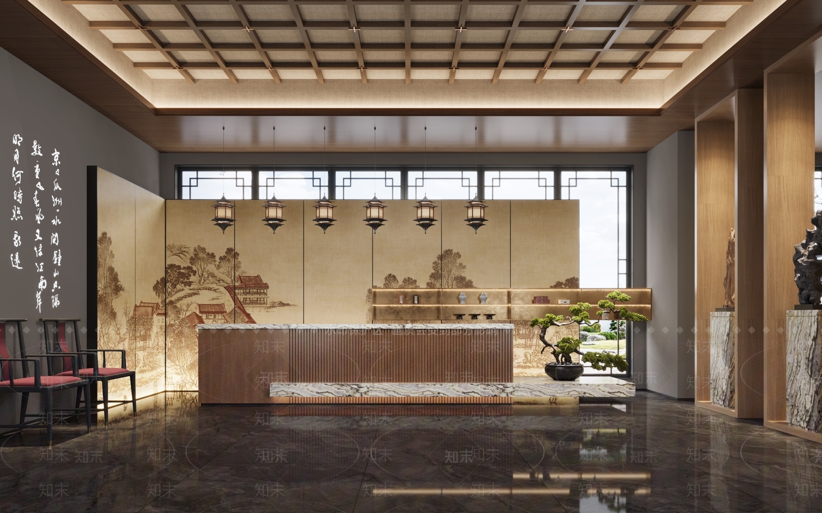 新中式前台3D模型下载【ID:1151616044】