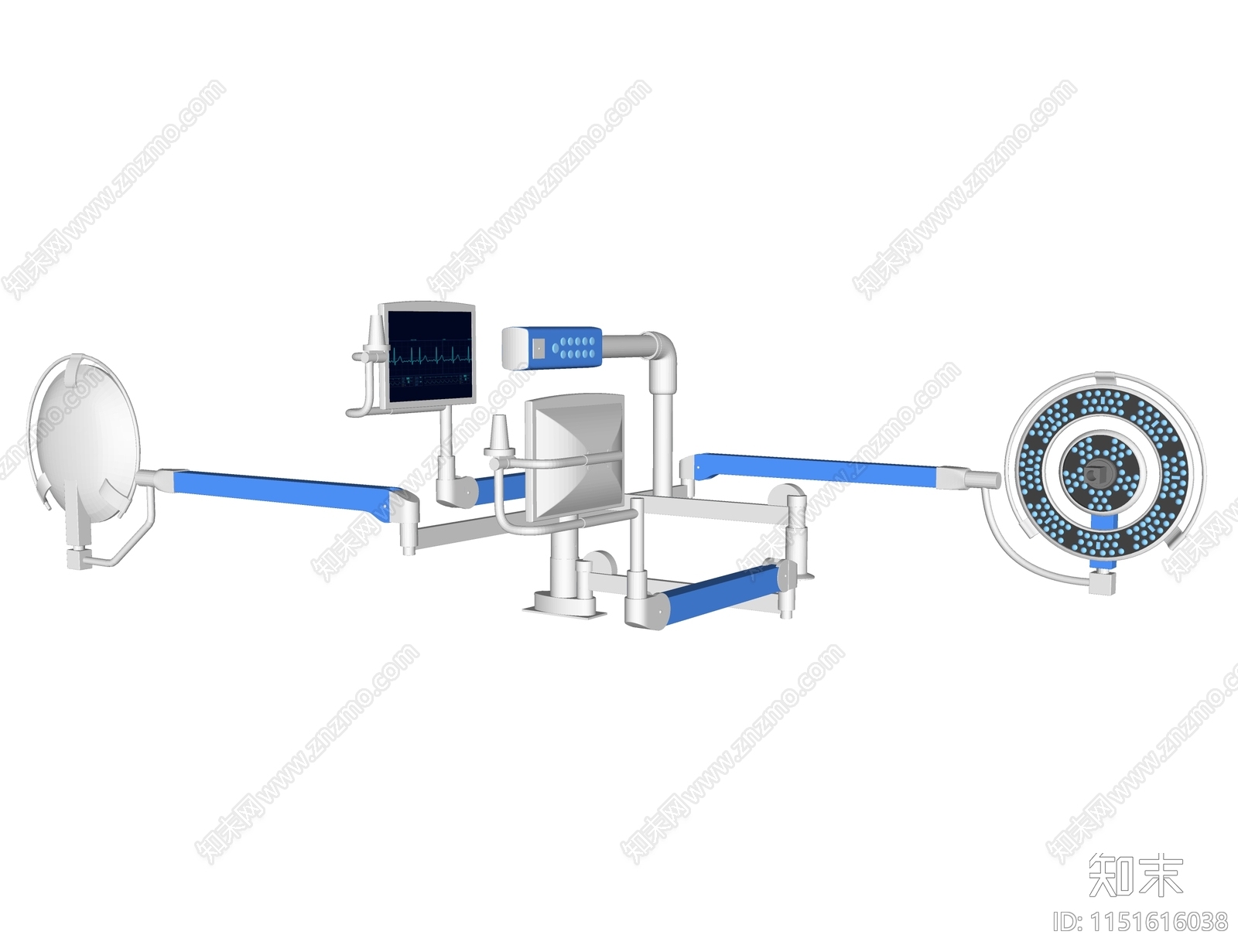 医用手术灯组SU模型下载【ID:1151616038】