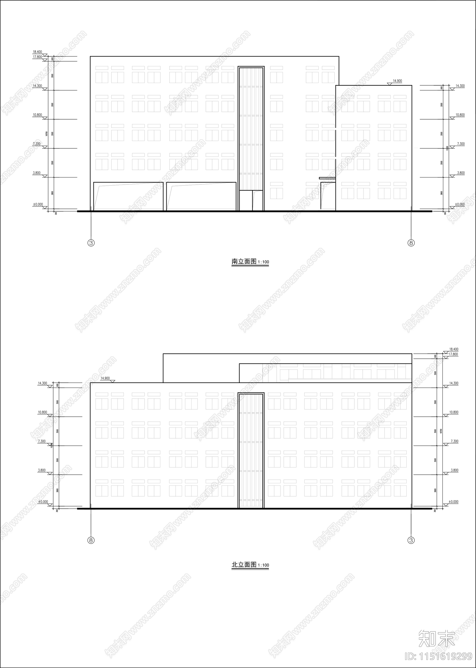 小学平立剖面图cad施工图下载【ID:1151619299】