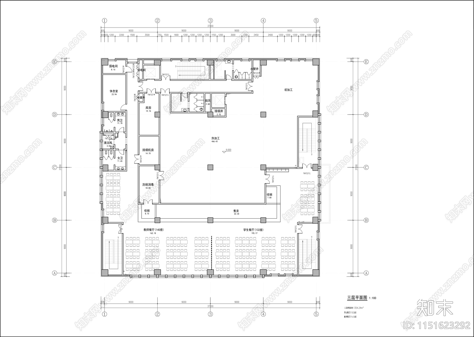 学校食堂平立剖面cad施工图下载【ID:1151623292】