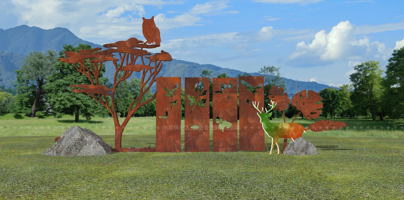 现代动物生态元素趣味雕塑小品SU模型下载【ID:1151624116】