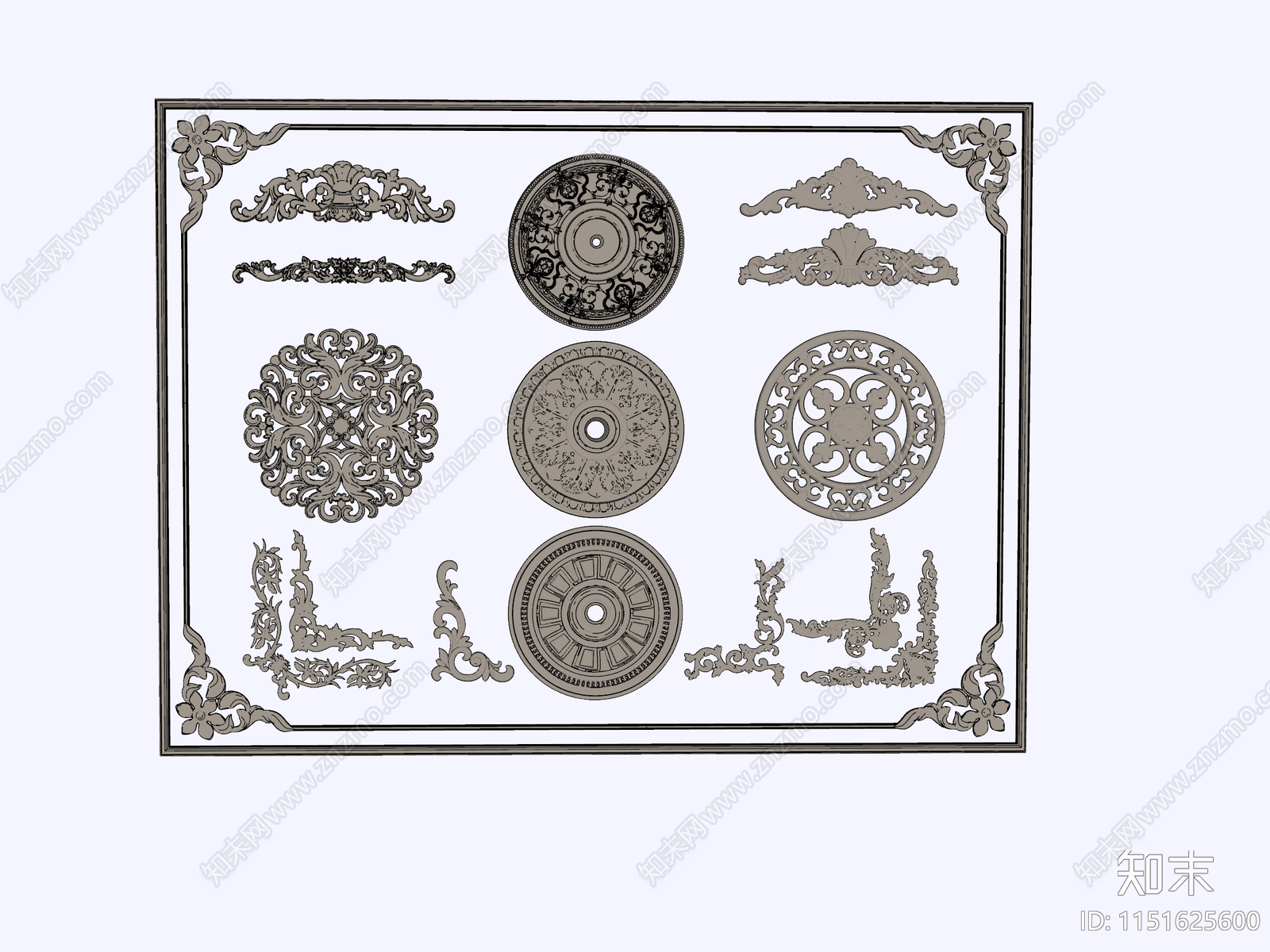 法式石膏雕花SU模型下载【ID:1151625600】