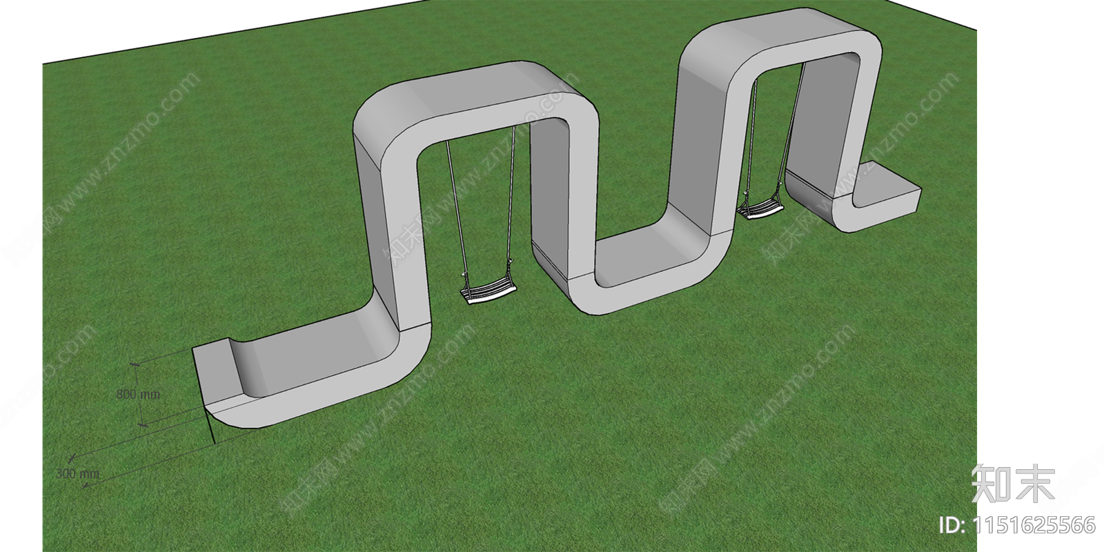 现代异形秋千SU模型下载【ID:1151625566】