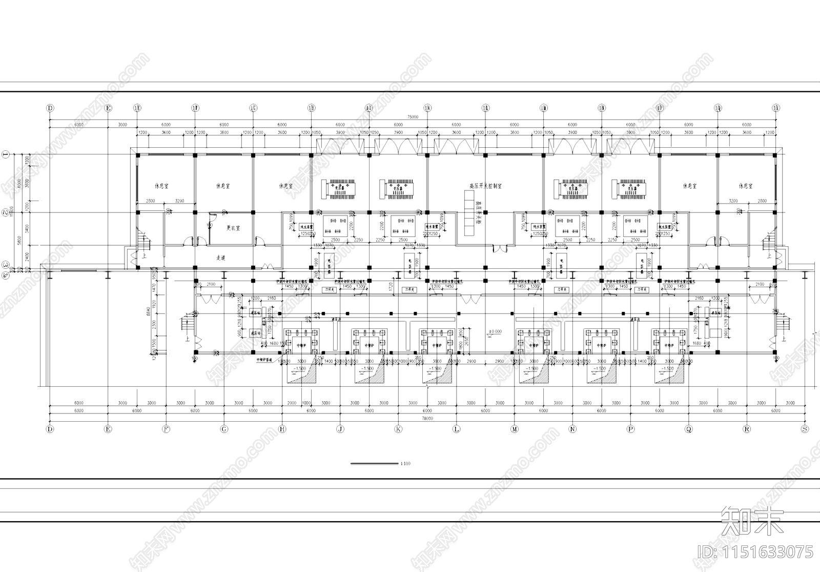 三层大型熔炼炉车间厂房工业建筑施工图集cad施工图下载【ID:1151633075】