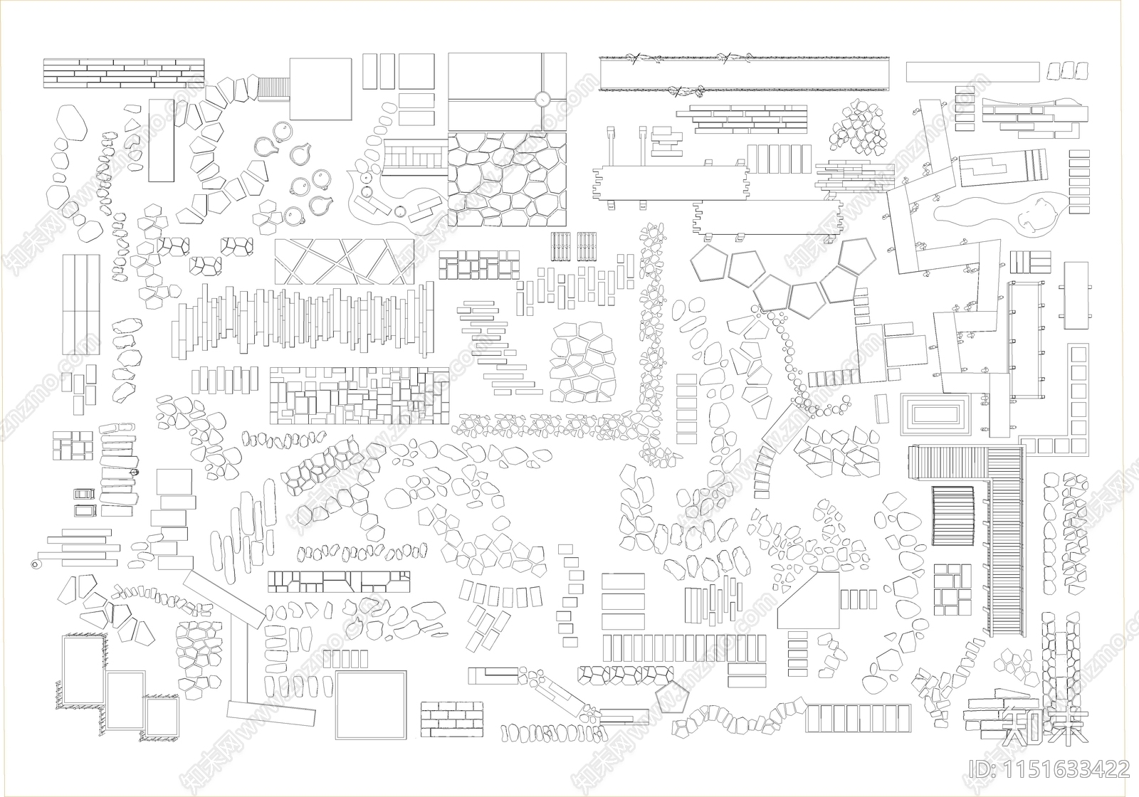 汀步小路景观cad施工图下载【ID:1151633422】