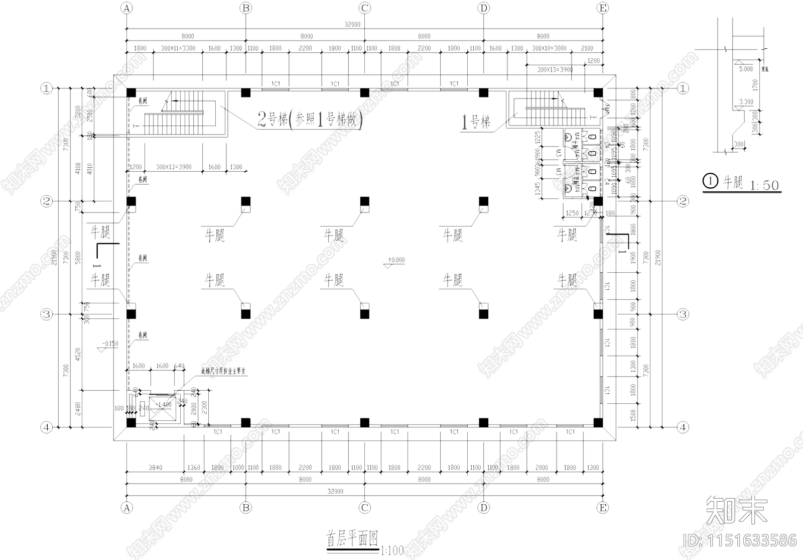 四层车间厂房工业建筑cad施工图下载【ID:1151633586】