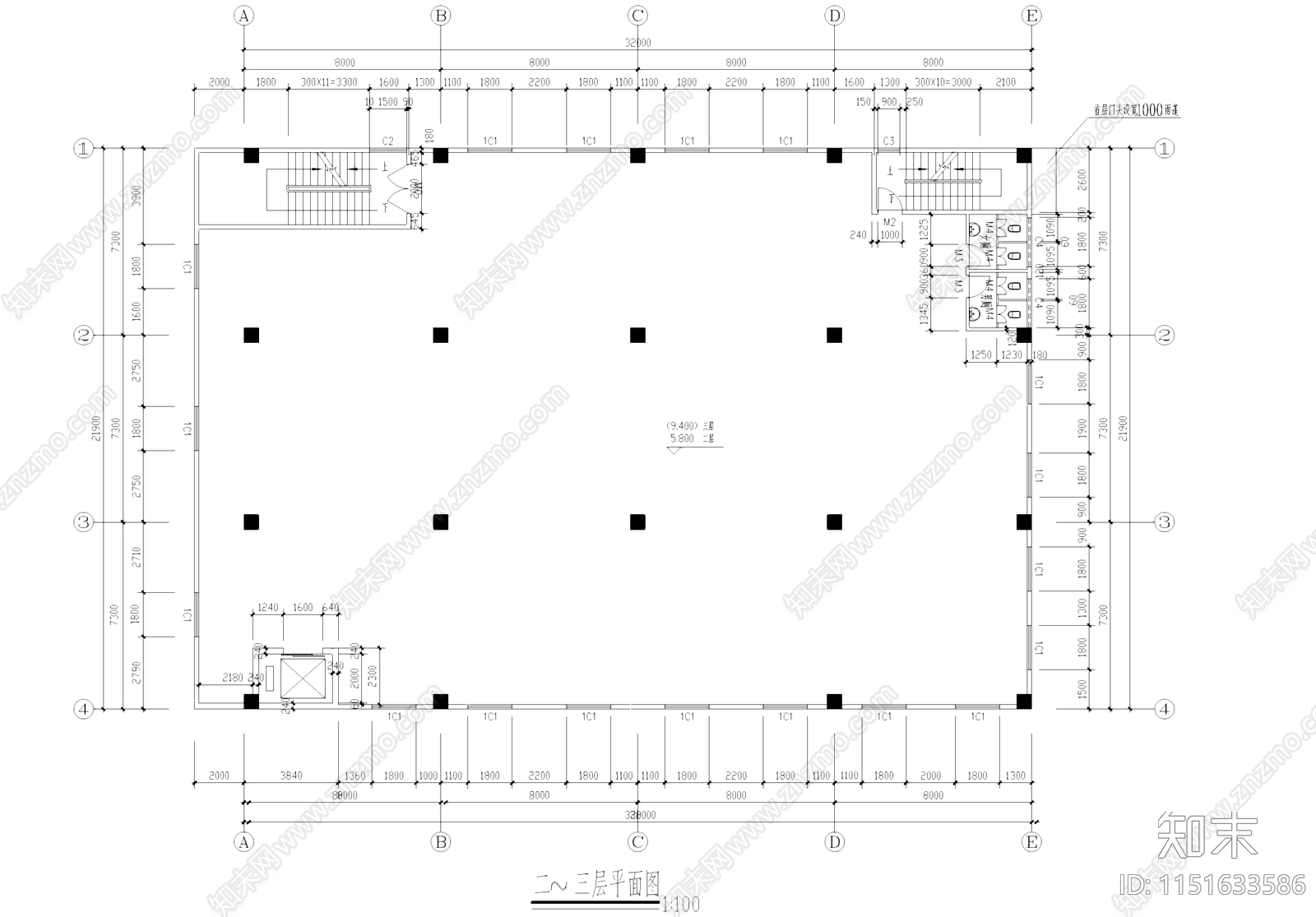 四层车间厂房工业建筑cad施工图下载【ID:1151633586】