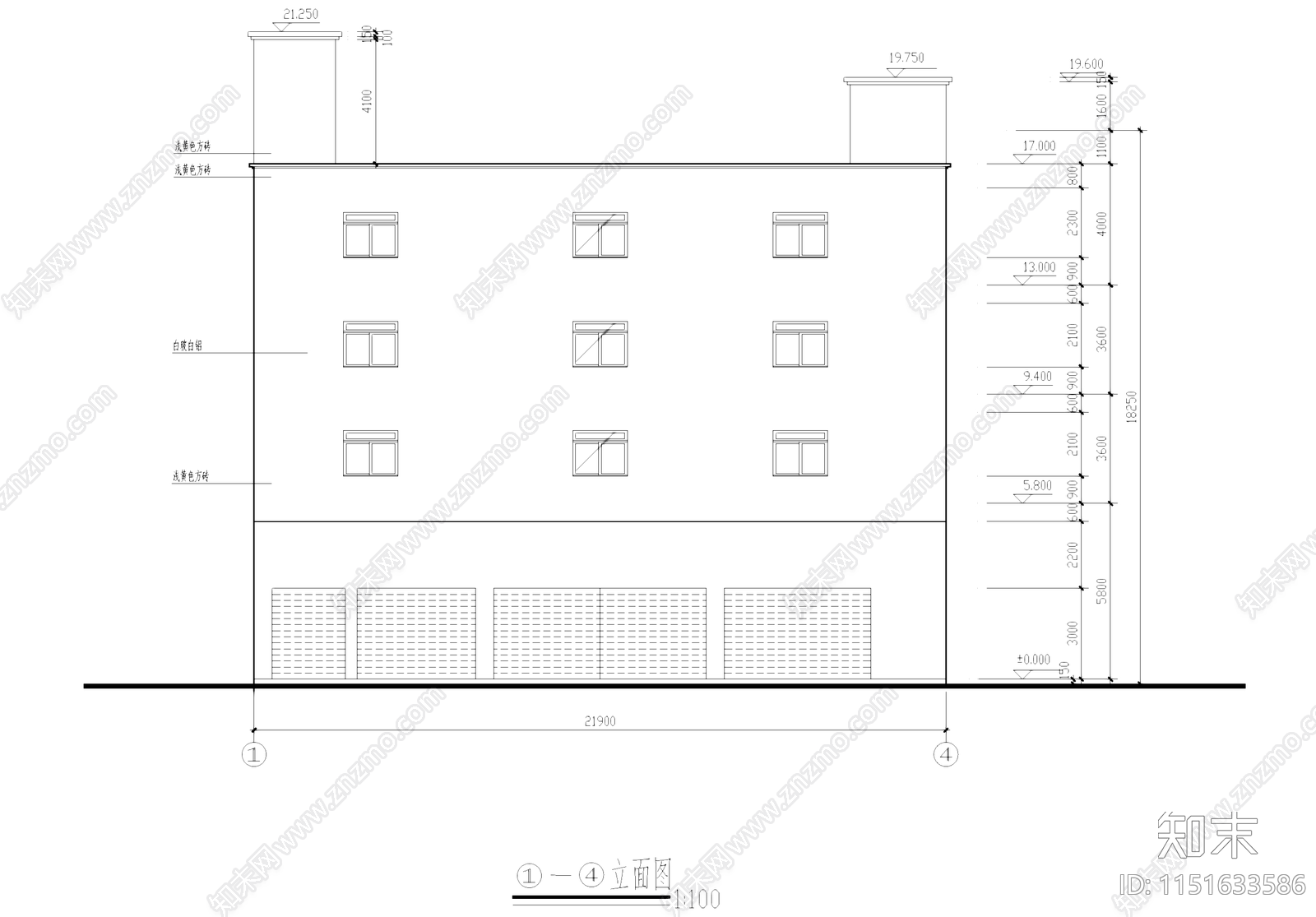 四层车间厂房工业建筑cad施工图下载【ID:1151633586】