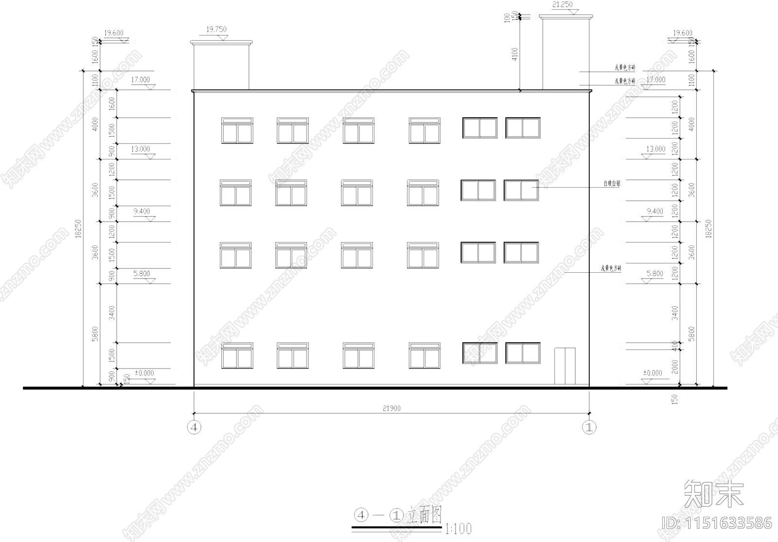 四层车间厂房工业建筑cad施工图下载【ID:1151633586】