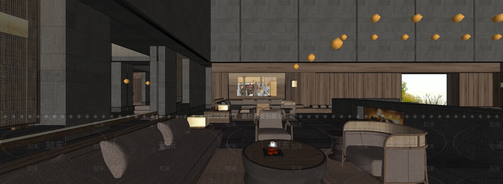 现代酒店自助餐厅SU模型下载【ID:1151635351】