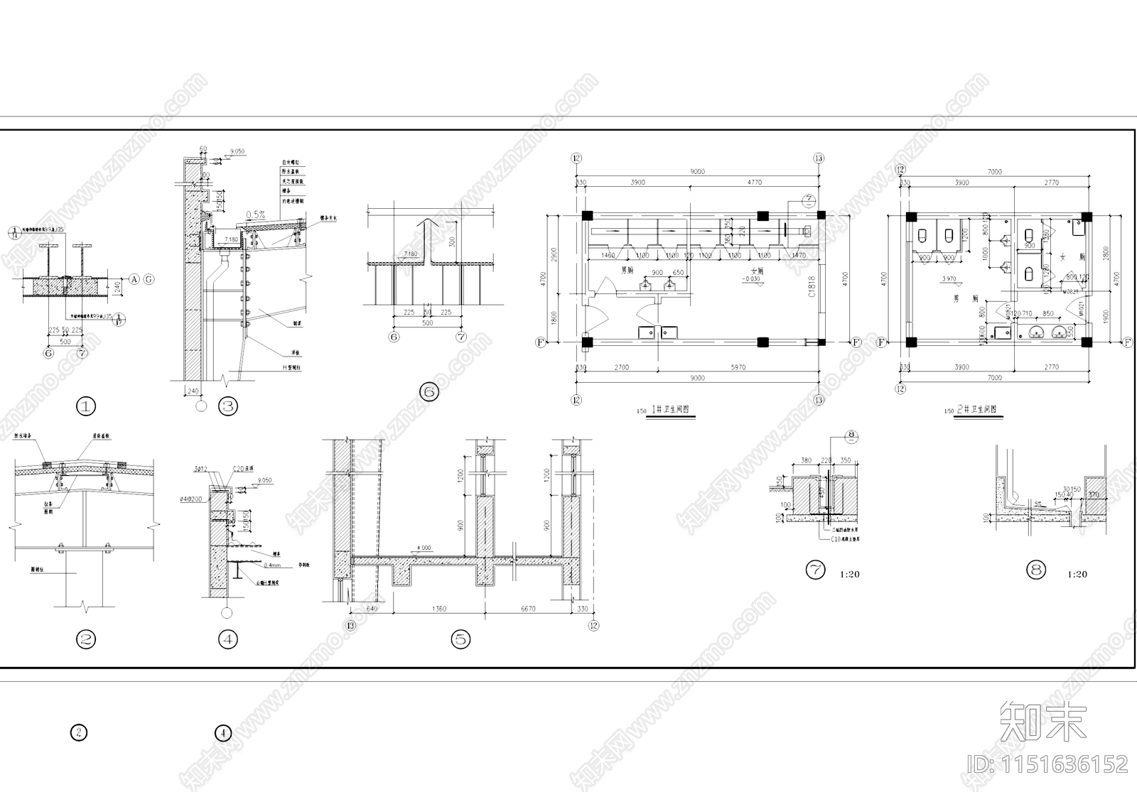 单层纺织厂钢结构车间厂房工业建筑施工图集施工图下载【ID:1151636152】