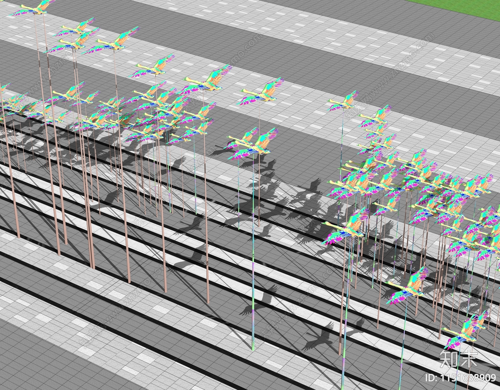现代飞鹤鸟群商业组团雕塑小品SU模型下载【ID:1151638909】