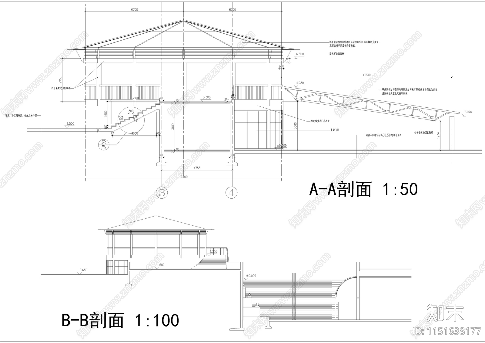 园林公园公共建筑cad施工图下载【ID:1151638177】