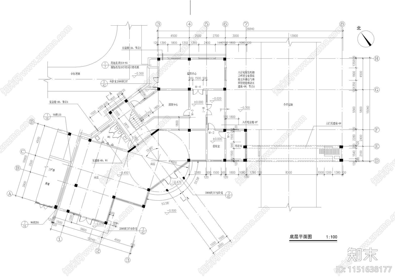 园林公园公共建筑cad施工图下载【ID:1151638177】