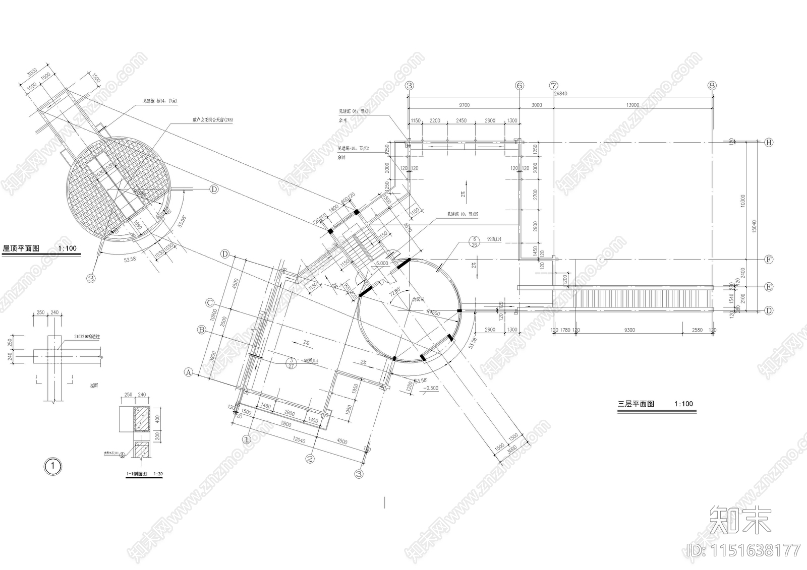 园林公园公共建筑cad施工图下载【ID:1151638177】