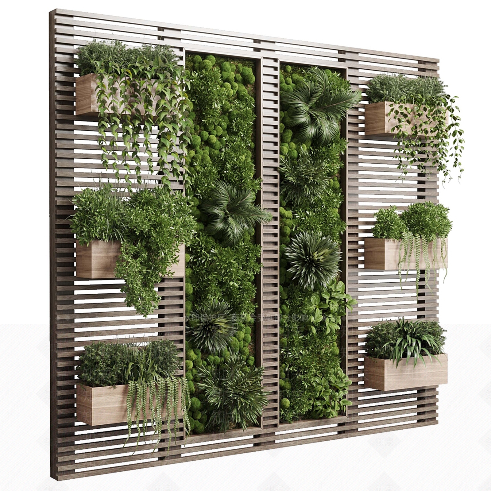 现代植物墙3D模型下载【ID:1151639458】