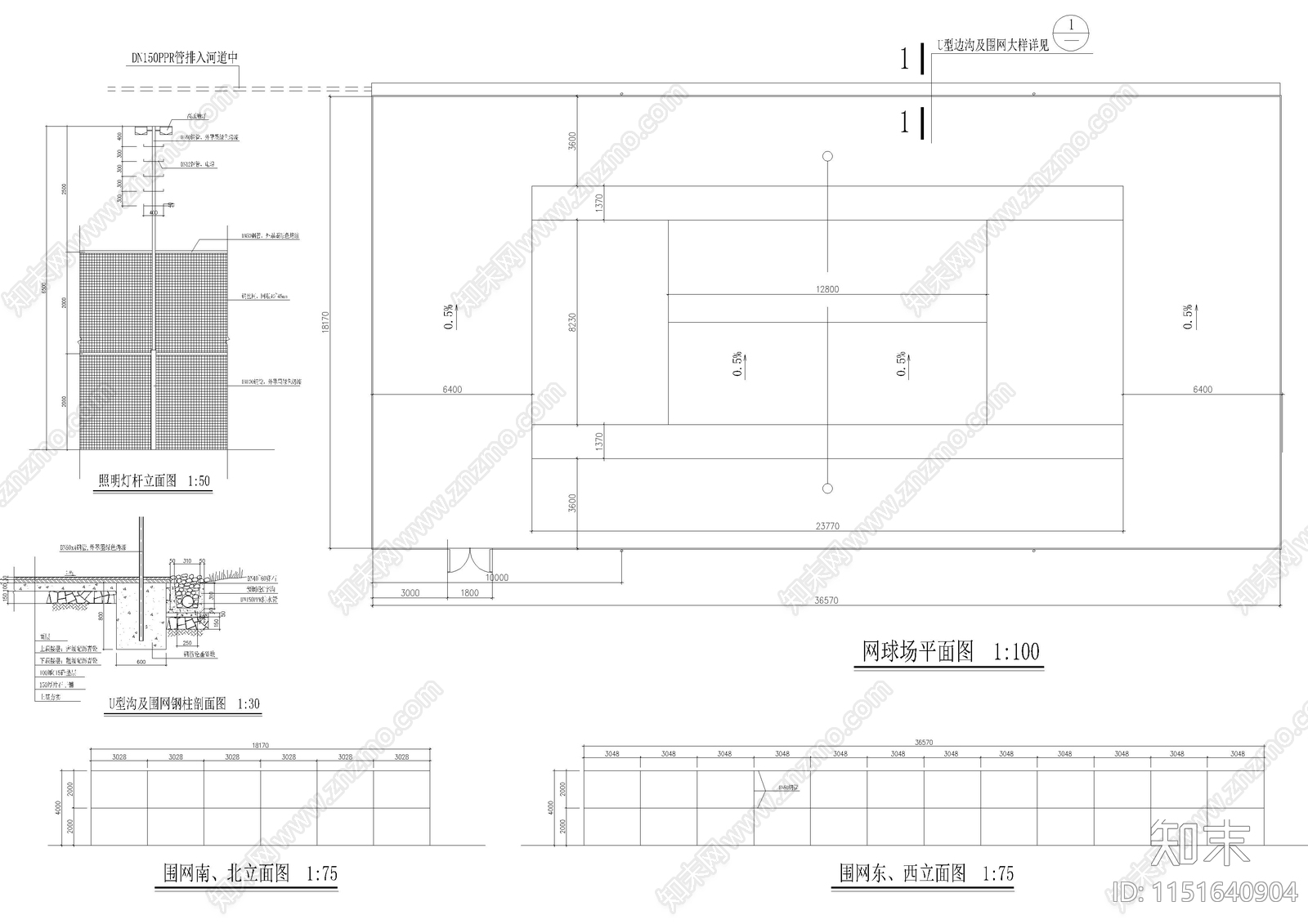 15套运动健身场地及器械图cad施工图下载【ID:1151640904】