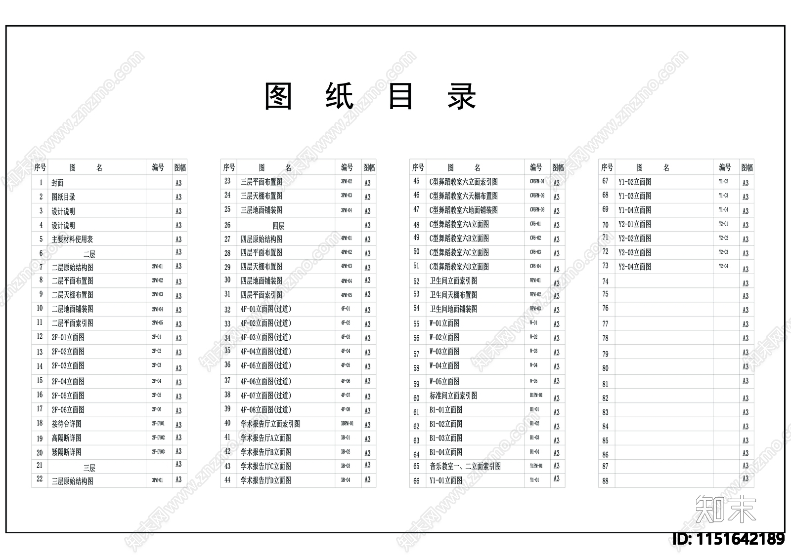 舞蹈培训学校cad施工图下载【ID:1151642189】